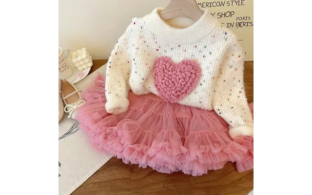 Children's Sweater - Love Floral Knitted Sweater Mesh Tutu Skirt