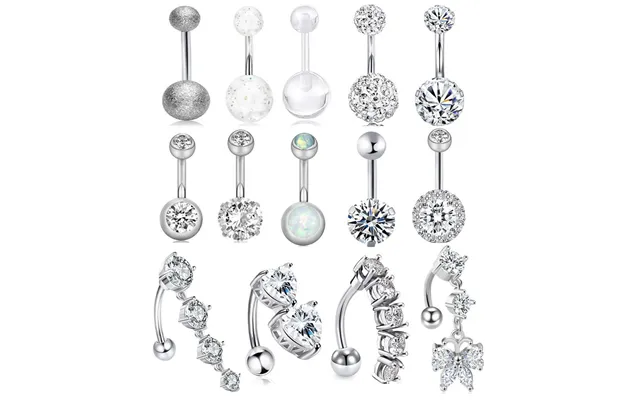 Classic Navel Ring Set Navel Ring Body Piercing Accessories Belly Button Rings 14-piece Set