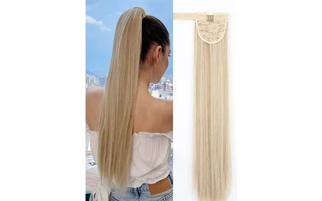 Clip In Ponytail Extension Wrap Around Long Straight Pony Tail Hair Brown Color 24 Inch Heat Resistant Firber Synthetic