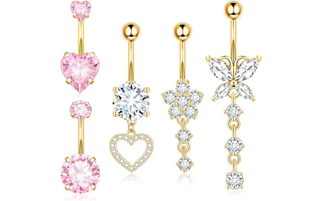 Cross-border E-commerce Best Selling Heart-shaped 5-piece Set Of Belly Button Ring With Zircon Belly Button Ring Love Co