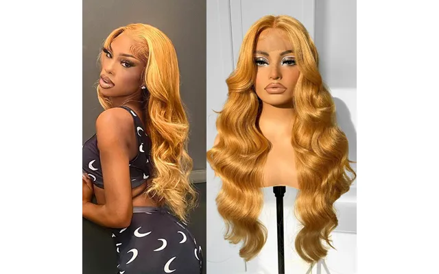Cross-border European And American Women's Front Lace Synthetic Hair Wig Gold Middle Part Long Curly Big Waves Multiple
