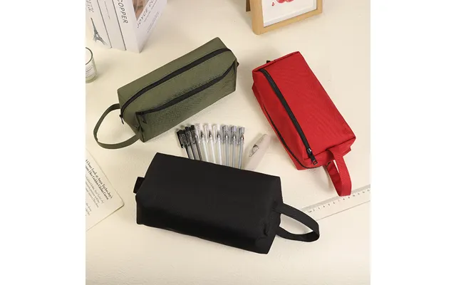 Cross-border Large-capacity Pencil Case Wholesale Solid Color Student Stationery Storage Pencil Case Student Simple Oxfo