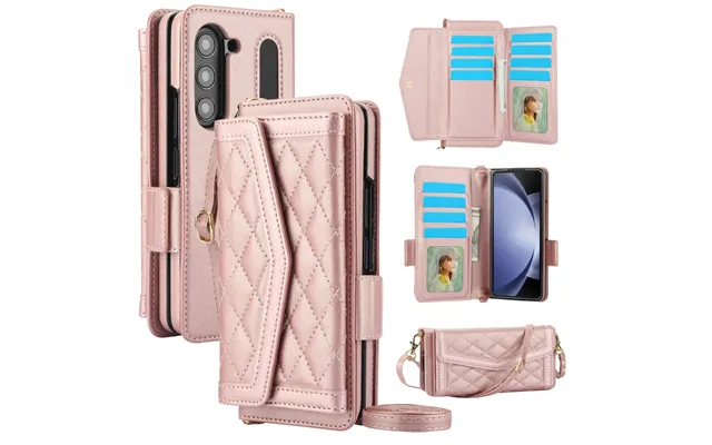 Crossbody Wallet Cards Solt Leather Case For Samsung Galaxy Z Fold 6 5 4 3 Fold6 Fold5 Fold4 Pen Holder Lanyard Protect 