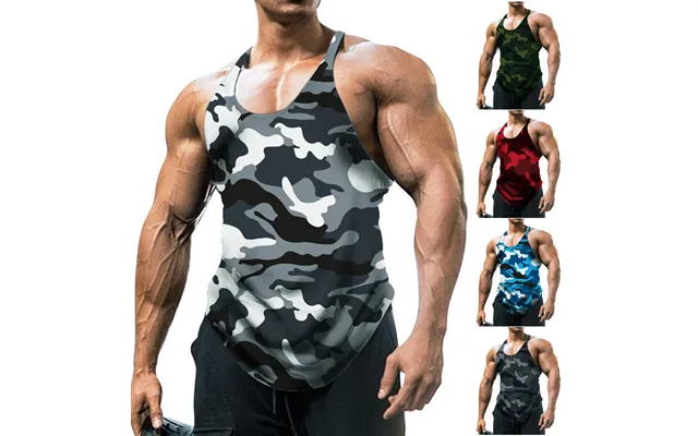 Customized Cross-border Foreign Trade European And American Men's Sleeveless Camouflage Vest Outdoor Sports Fitness Top 