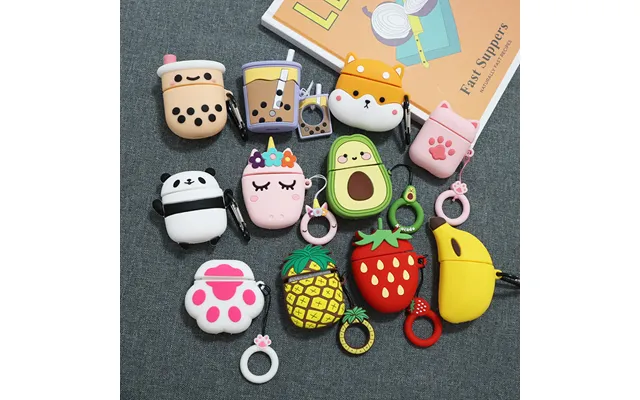 Cute Cartoon Charm For Airpods 1 2 Case Silicone Panda Corgi Dinosaur Avocado Duck Cat Paw Bluetooth Earphone Charging B