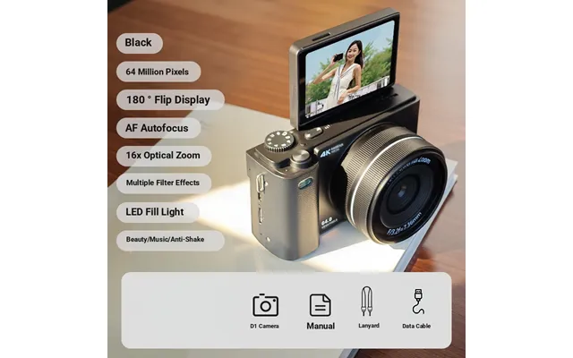 D1 Ccd Mirrorless Camera 16x Zoom - 2.8 Flip Screen