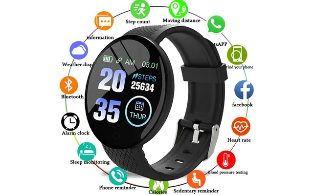 D18 Smart Watch Heart Rate Monitor Men's Women's Smartwatch Round Fitness Digital Watches For Men Women Band Bracelet Pk