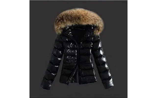 Damen Kapuzenjacke Fell Reißverschluss Baumwolljacke