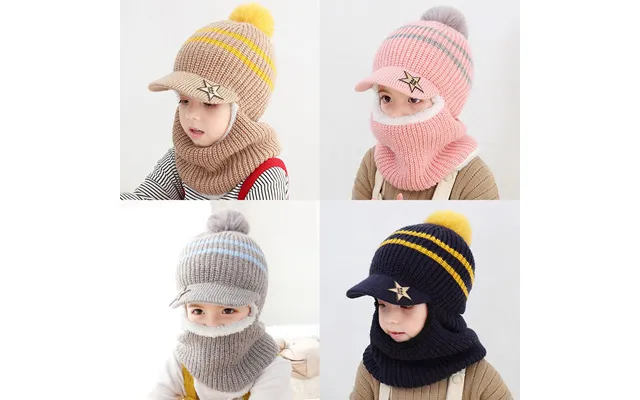 Designer Children's Plush Knitted Hat Autumn And Winter 2-5 Years Old Boy And Girl Baby Plus Fluff Line Wind Protection 