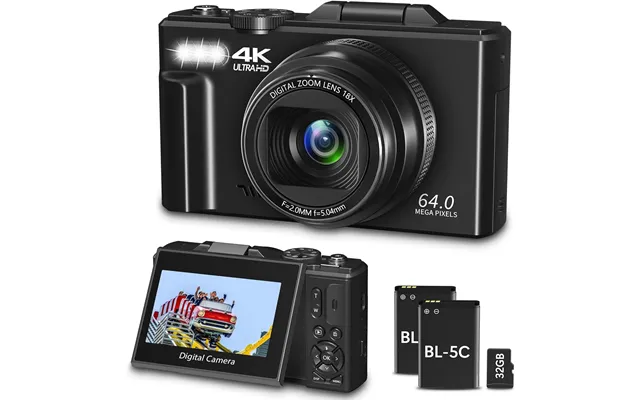 Digital Camera For Photography - Wifi 64mp 4k Vlogging Camera F 3 180 Flip Screen 18x Digital Zoom Compact Vlog Travel C