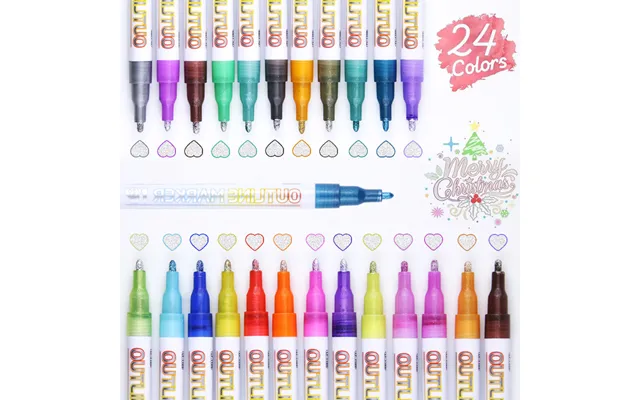Double Line Outline Pen Fantasy Metal 24 Color Christmas Diy Handbook Greeting Card Handwritten Newspaper Special Gel Ma