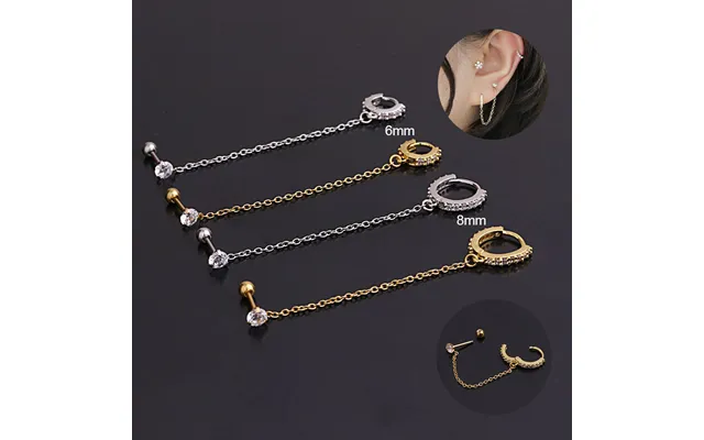 Ear Cartilage Rings & Studs Geometric 316 Stainless Steel Copper Inlaid Zircon