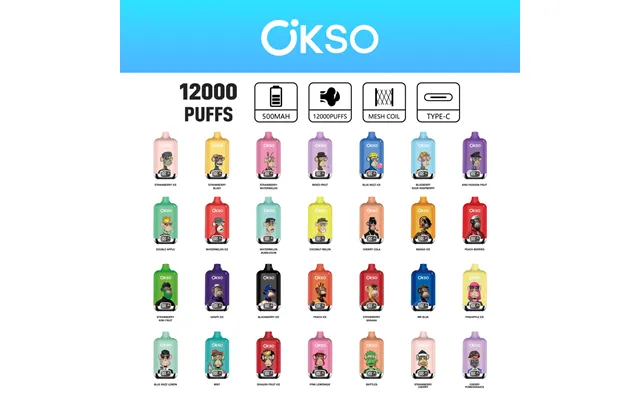 Elf Box 12k Puffs Produkt-upgrade 28 Geschmacksrichtungen 500 Mah Okso Digital 12000 Puffs Blue Razz Ice Fruchtiger Gesc