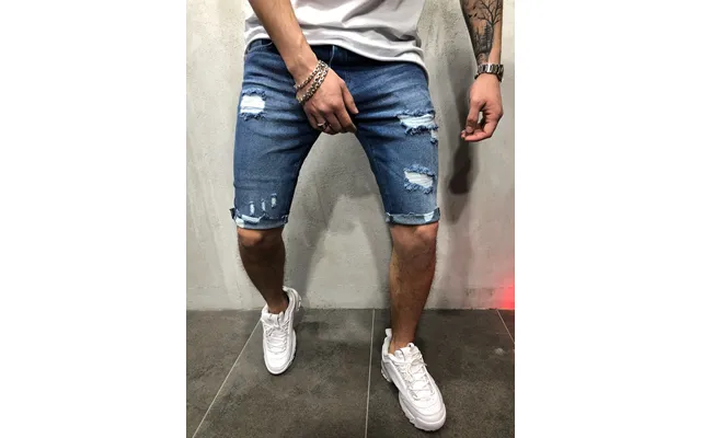 European And American Men's New Denim Capris With Fashionable Holes - Slim Fit And Slimming Shorts