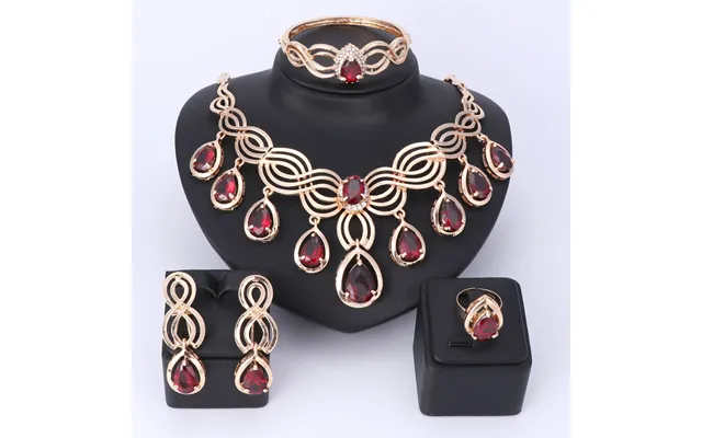 Exquisite Dubai Tassel Gem Luxury Gold Color Crystal Necklace Big Nigerian Wedding African Beads Jewelry Sets