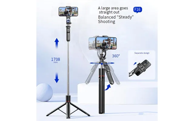 F16 Selfie Stick With Bluetooth Remote, Tripod Stand & Dual Fill Light - Extendable Phone Holder For Stable Photos & Vid