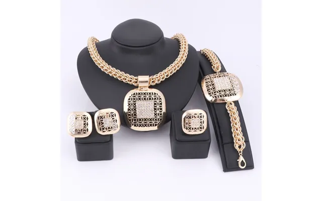 Fashion African Beads Jewelry Set Exquisite Dubai Gold Color Square Crystal Nigerian Wedding Bridal Bijoux