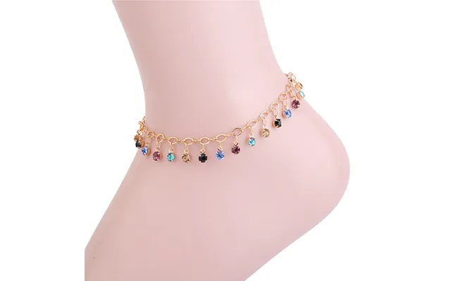 Fashion Colorful Crystal Beads Drop Anklets For Women Boho Gold Color Chain Ankle Bracelet Leg Bracelet Ocean Beach Foot