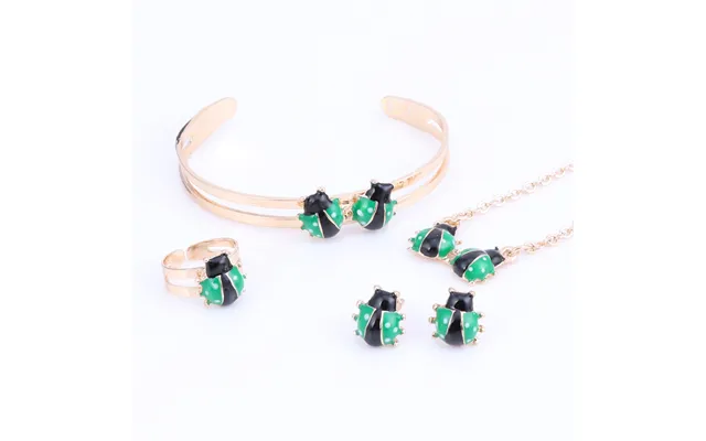 Fashion Girl Jewelry Lovely Ladybug Children Necklace Bangle Earring Ring Kids Baby Jewelry Set