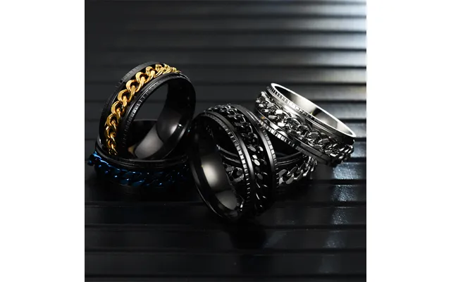 Fashion Men's Rings Stainless Steel Embossed Chain Rotating Rings Japanese And Korean Fashion Bottle Opener Rings