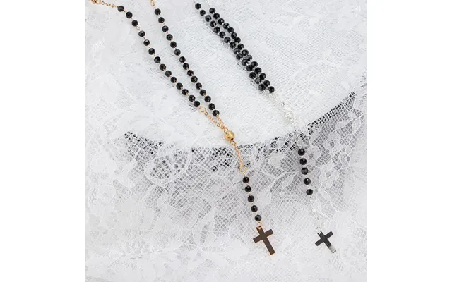 Fashion Simple Long Tassel Cross Pendant Necklaces Handmade Sweater Rosary Beads Choker Chain Lock Necklace Collar