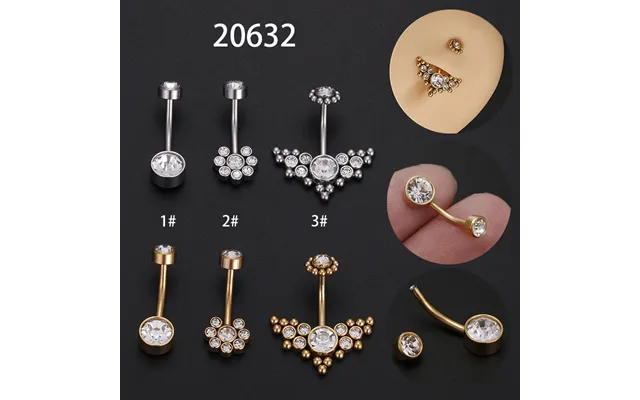 Fashion Solid Color Titanium Steel Rhinestone Belly Ring 1 Piece
