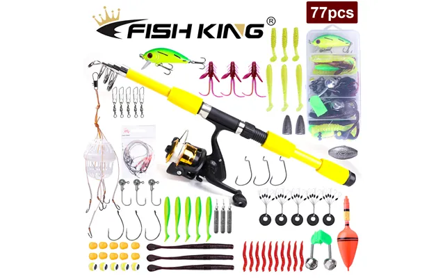 Fish King Lure Fishing Combo Set - 1.8m 2.1m Telescopic Spinning Rod & Reel Package For Bass, Pike & Carp