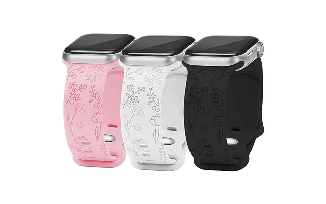 Flower Engraved Bands For Apple Watch Band 38mm 40mm 41mm - New Fashion Sport Strap Replacement Wristbands For Iwatch Se