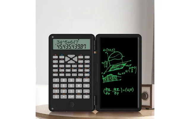 Foldable Lcd Writing Pad Calculator - 5.0 6.7 Dual-screen, 12-digit Display, Portable For School, Office & Travel Black 