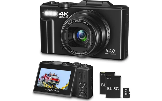 For Photography - Wifi 64mp 4k Vlogging F 3 180 Flip Screen 18x Digital Zoom Compact Vlog Travel Camera With 32gb Tf