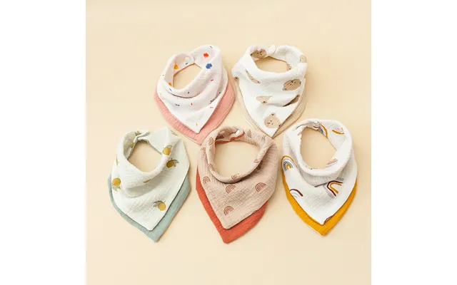 Four Layer Cotton Gauze A Type Bibs Baby Multifunctional Square Towels Printed Color Matching Baby Triangle Towel Windpr