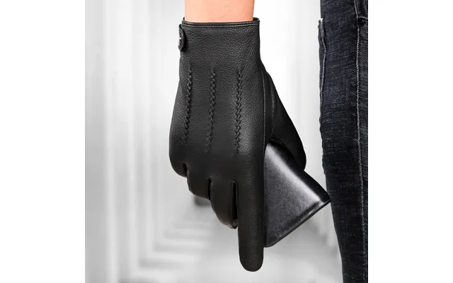 Genuine Leather Gloves For Men Autumn And Winter Warm Plus Velvet Thick Driving And Cycling Simple Business Handsome Dee