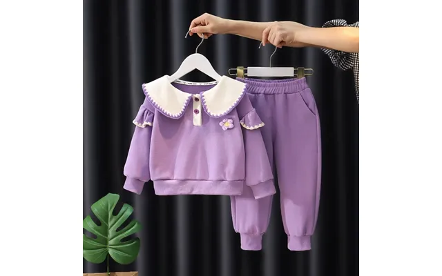 Girls' Autumn And Winter Baby Collar Hoodie Harlan Pants Two-piece Stylish Casual Suit Trend