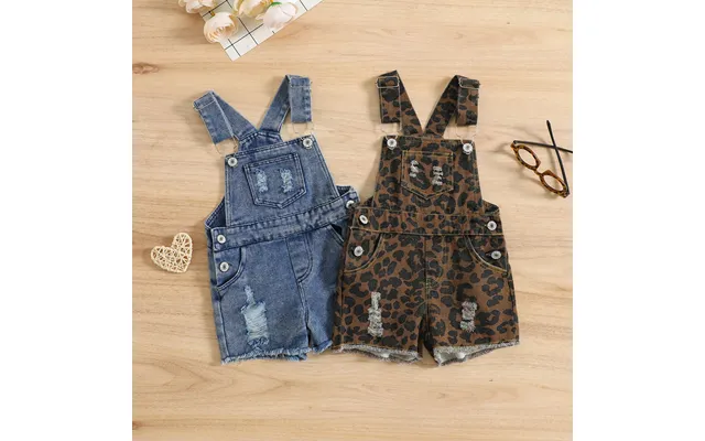 Girls' Denim Overalls With Functional Pockets - Summer Adjustable Strap Jumpsuit, Fashionable Kids' Romper
