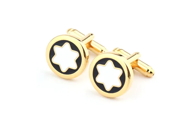 Gold Round Hexagonal Star Cufflinks Business Men's French Shirt Cuffs Cuff Nails