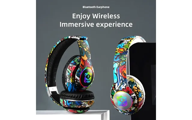 Graffiti Wireless Headsets Bluetooth Headphones Led Light Game Doodle Earphones With Mic For Kids Boy Girl Gift Support