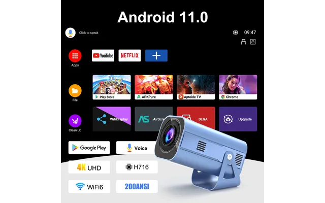 H96 Max Projector B11 4k Android11 Dual Wifi6 200ansi Allwinner H716 2gb 16gb Bt5