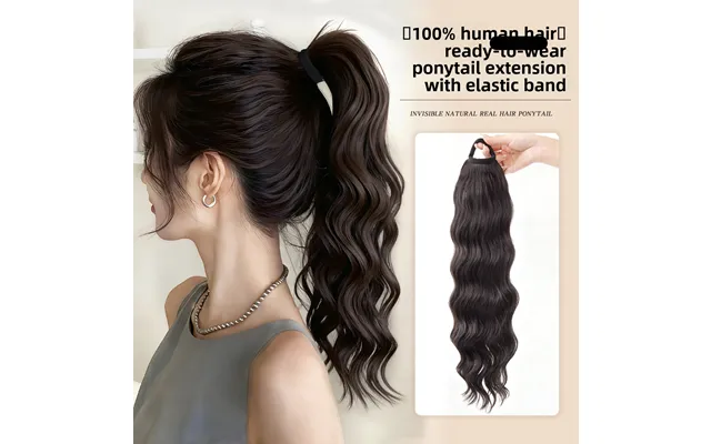 Hairpiece Full Real Long Curly Hair Natural Seamless Elastic High Low Ponytail Braid Can Be Tied Into Bun