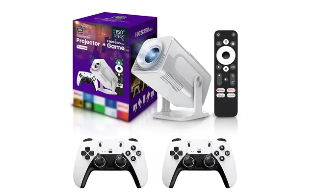 Hcs350max Game Console Projector Upgraded White Home Theater Voice Control Portable Beamer 720p Native With Simulator