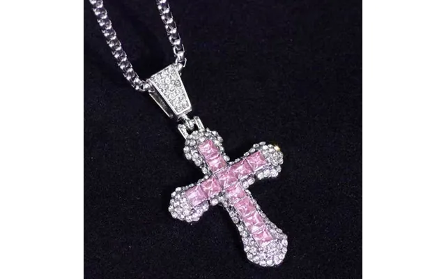 Herrenhalskette Hip Hop Diamantkreuz Zirkonium Rot Blau Rosa Silber Paar Anhänger Trendy Street Accessoires Für Männer U