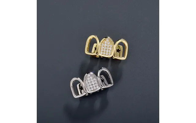 Hiphop Zircon Braces Hollow Mixed Splicing Gold Teeth Teeth Grillz Hip-hop Tooth Decoration Gold