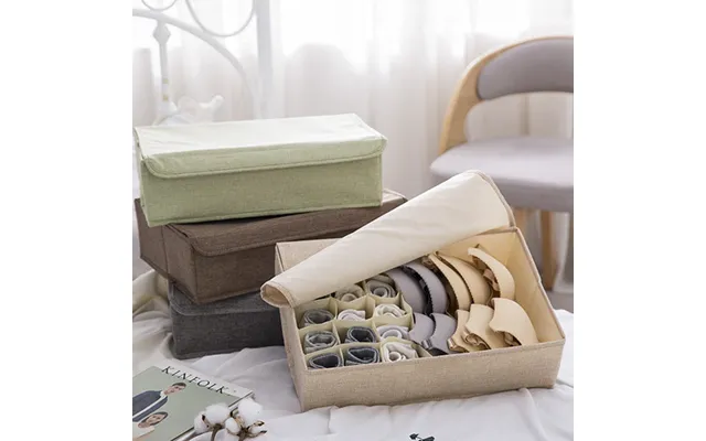 Home Improvement Foldable Washable Cotton And Linen Underwear Storage Box - Moisture Proof Multi Grid Sock Storage Box