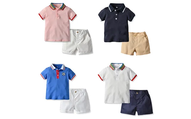 Ins Summer Boys Short Sleeved Polo Shirt Breathable Lapel Top Trendy Children's Shorts Casual Suit Set