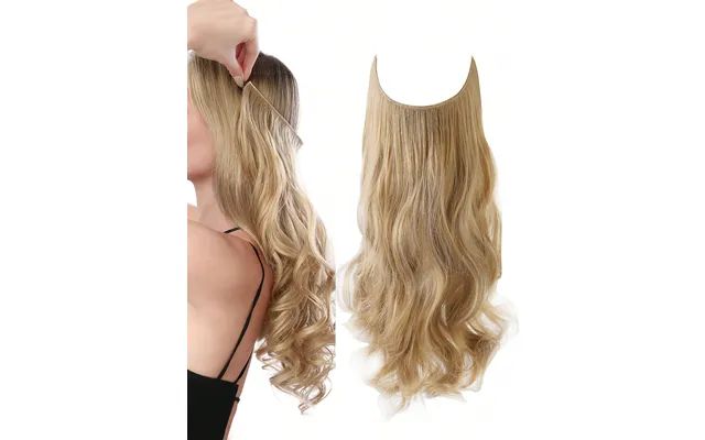 Invisible Wire Dirty Blonde With Root Extension Natural Wavy Pieces Synthetic Hair Extensions In Hairpiece