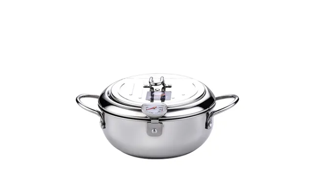 Japanese Deep Fryer With Thermometer And Lid 304 Stainless Steel Kitchen Tempura Fryer Pan Fryer Without Oil Frying Pan 