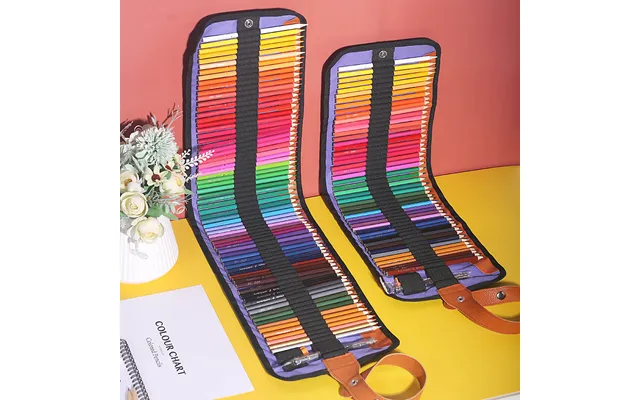 Joywish 50 72 Colors Roll-up Pencil Case Holder For Colored Pencils - Portable Art Supplies Storage Bag For Drawing, Ske