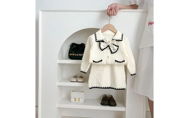 Kid's Clothing Children's Clothing 2024 Autumn And Winter New Style Little Girl Sweet Bow Coat Skirt Children's Knitted 