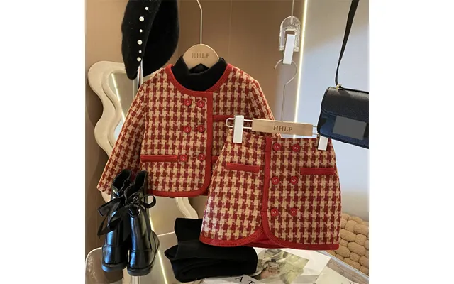 Kid's Clothing Girls' Suits Autumn And Winter New Children's Plaid Two Piece Skirt Girls' Stylish