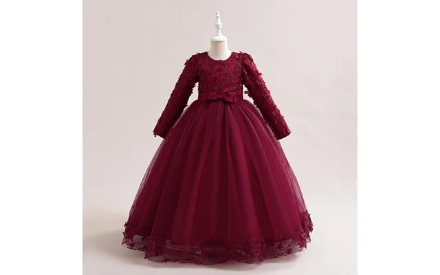 Kids Clothing Long Sleeved Applique Princess Dress Flower Girl Dress Performance Skirt
