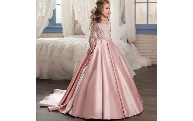 Kid's Clothing New Children's Clothing Children's Dress Girl Lace Satin Bow Small Train Flower Girl Princess Dress